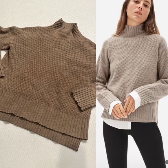 Everlane Sweaters - everlane The Cashmere Stroopwafel Turtleneck heather sand brown S